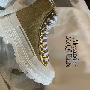 Gold Alexander McQueen boots